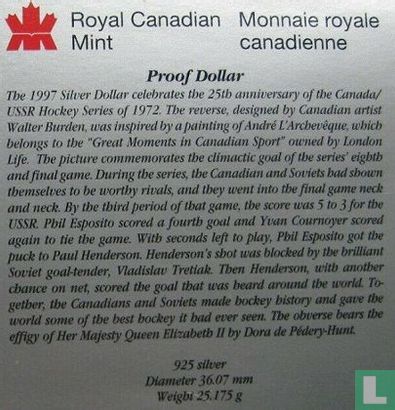 Kanada 1 Dollar 1997 (PP) "25th anniversary Canada vs USSR hockey series of 1972" - Bild 3