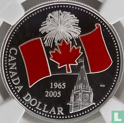 Canada 1 dollar 2005 (PROOF - gekleurd) "40th anniversary of the Canadian flag" - Afbeelding 1