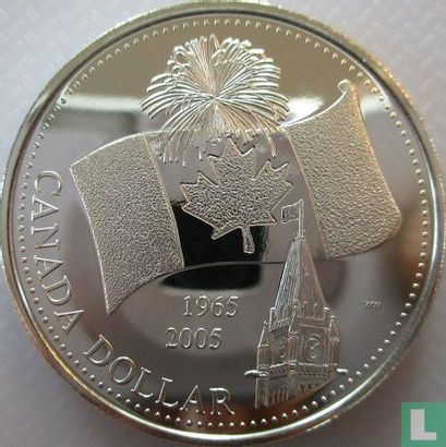 Canada 1 dollar 2005 (non coloré) "40th anniversary of the Canadian flag" - Image 1