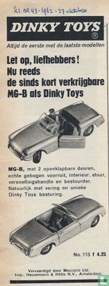 Let op, liefhebbers! Nu reeds de sinds kort verkrijgbare MG-B als Dinky Toys