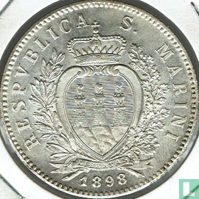 San Marino 5 lire 1898 - Image 1