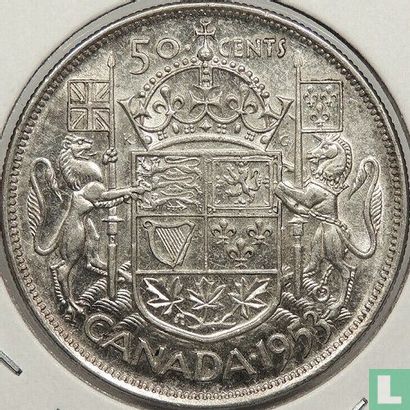 Canada 50 cents 1953 (grote datum - met schouderriem) - Afbeelding 1