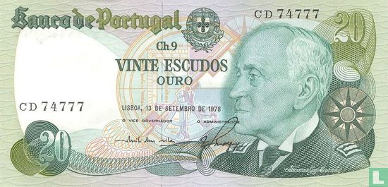 Portugal 20 Escudos (Emílio Rui da Veiga Peixoto Vilar & Walter Waldemar Pego Marques) - Afbeelding 1