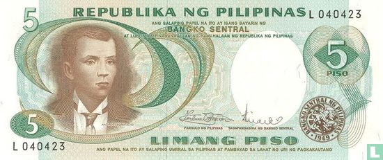 Philippines 5 Piso (Marcos & Licaros) - Image 1