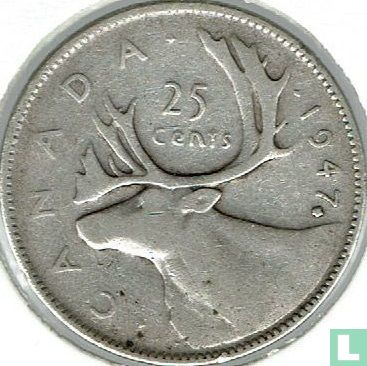 Canada 25 cents 1947 (esdoornblad na jaartal) - Afbeelding 1