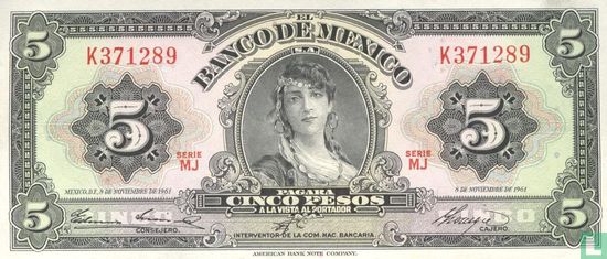 Mexique 5 pesos - Image 1