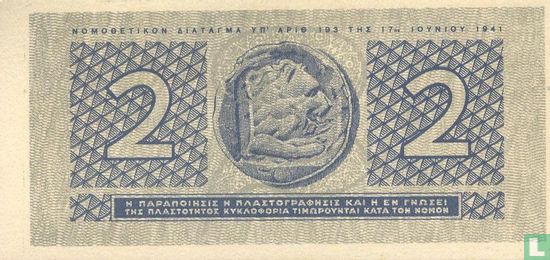 Greece 2 drachmai 1941 - Image 2