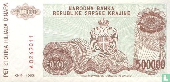 Srpska Krajina 500 000 Dinara 1993 - Image 1