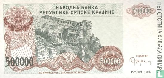 Srpska Krajina 500 000 Dinara 1993 - Image 2