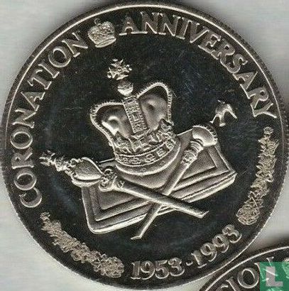 Turks- en Caicoseilanden 5 crowns 1993 "40th anniversary Coronation of Queen Elizabeth II - Crown and scepters" - Afbeelding 1