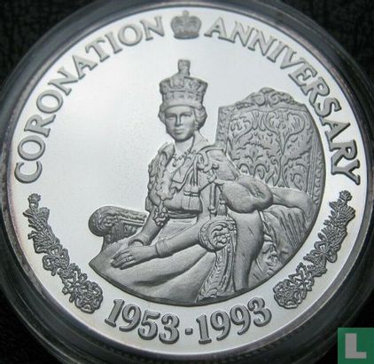 Turks- en Caicoseilanden 20 crowns 1993 (PROOF) "40th anniversary Coronation of Queen Elizabeth II - Queen on throne" - Afbeelding 2