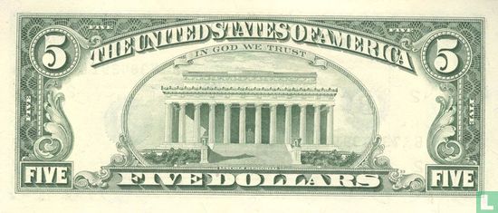 United States 5 dollars 1995 B - Image 2