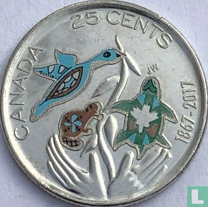 Kanada 25 Cent 2017 (gefärbt) "150th anniversary of Canadian Confederation - Hope for a green future" - Bild 1