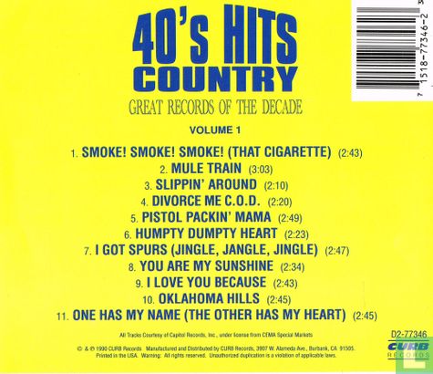 40's Hits Country - Great Records of the Decade Volume 1 - Image 2