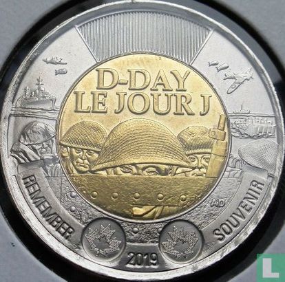 Canada 2 dollars 2019 (kleurloos) "75th anniversary of D-Day" - Afbeelding 1