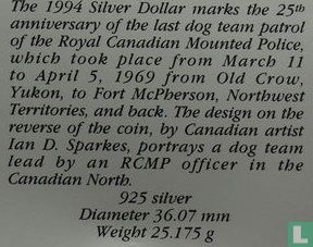 Kanada 1 Dollar 1994 "25th anniversary Last dog team patrol of the Royal Canadian Mounted Police" - Bild 3
