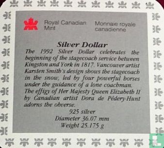 Canada 1 dollar 1992 "175th anniversary Kingston stagecoach" - Afbeelding 3