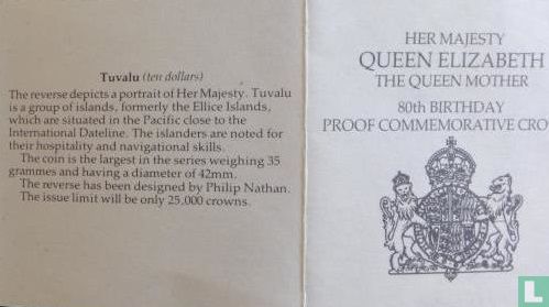 Tuvalu 10 Dollar 1980 (PP) "80th Birthday of the Queen Mother" - Bild 3