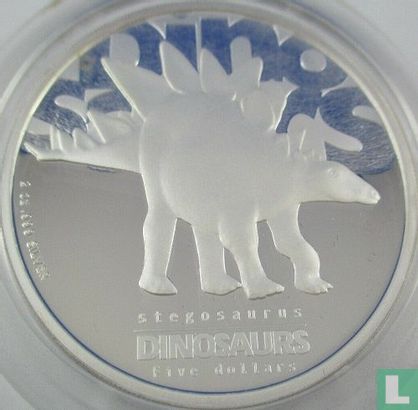 Tuvalu 5 dollars 2002 (PROOF) "Stegosaurus" - Image 2