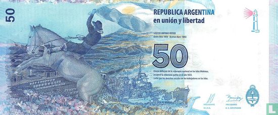 Argentinie 50 Pesos 2015 prefix A - Afbeelding 2