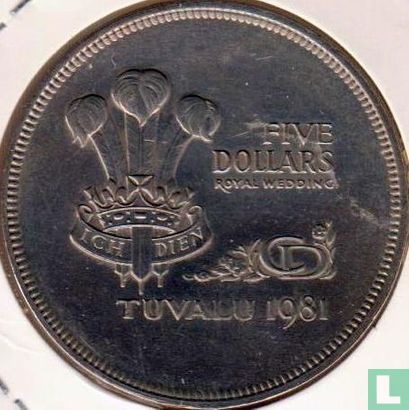 Tuvalu 5 dollars 1981 "Royal Wedding of Prince Charles and Lady Diana" - Afbeelding 1