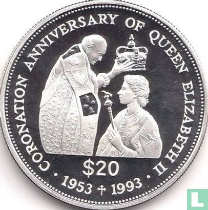 Tuvalu 20 dollars 1993 (PROOF) "40th anniversary Coronation of Queen Elizabeth II" - Image 2