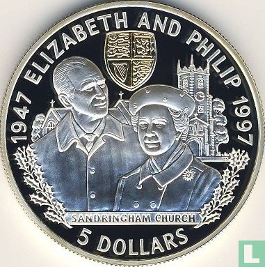 Belize 5 dollars 1997 (PROOF) "50th Wedding anniversary of Queen Elizabeth II and Prince Philip" - Afbeelding 2