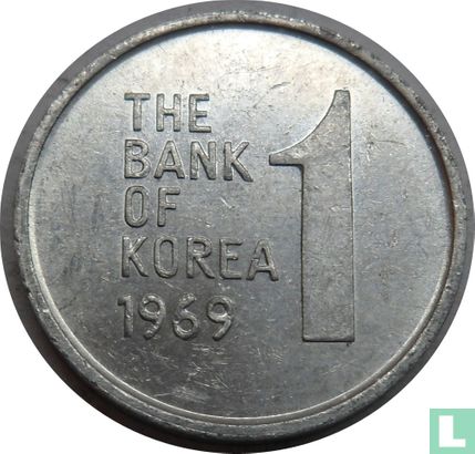 Corée du Sud 1 won 1969 - Image 1
