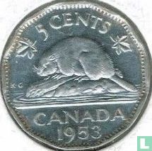 Canada 5 cents 1953 (with shoulder strap) - Image 1