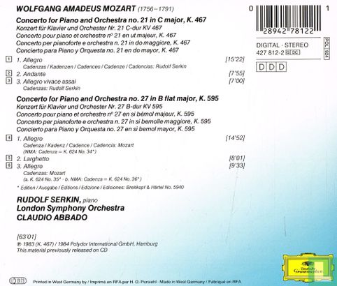 Mozart: Piano Concertos Nos. 21 & 27 - Image 2