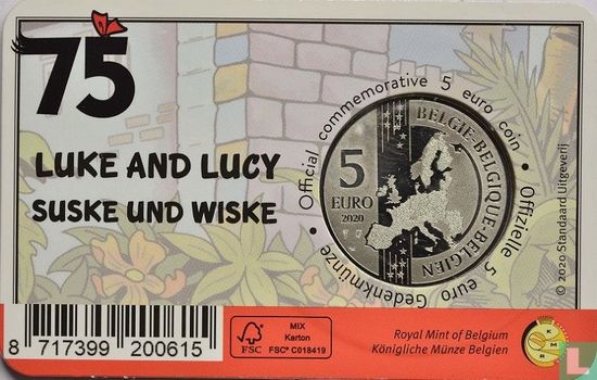Belgique 5 euro 2020 (coincard - non coloré) "75 years Luke and Lucy" - Image 2