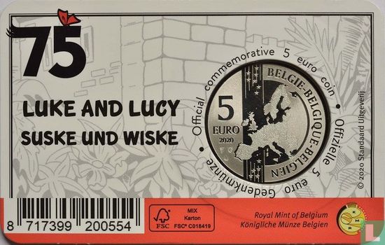 Belgique 5 euro 2020 (coincard - coloré) "75 years Luke and Lucy" - Image 2