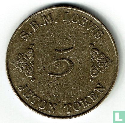 Monaco 5 Francs - S.B.M / Loews - Image 1