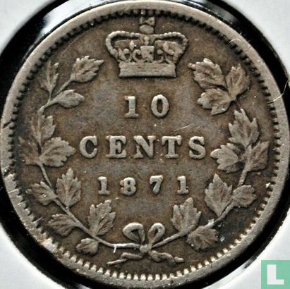 Canada 10 cents 1871 (sans H) - Image 1