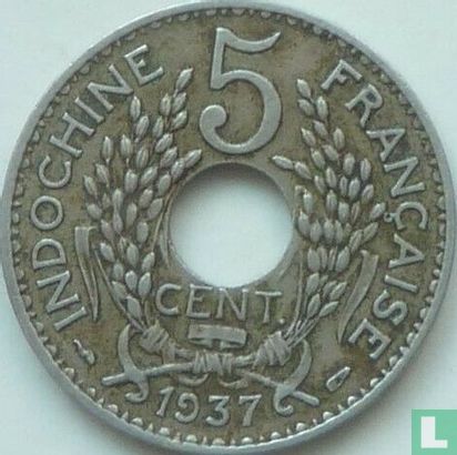 Frans Indochina 5 centimes 1937 - Afbeelding 1