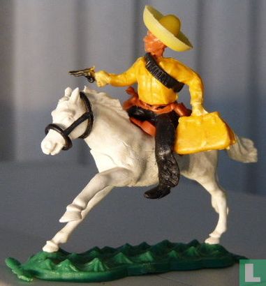 Bankrover te paard met tas (geel shirt)  - Afbeelding 1