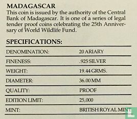 Madagascar 20 ariary 1988 (PROOF) "25th anniversary World Wildlife Fund" - Image 3