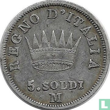Koninkrijk Italië 5 soldi 1813 (M) - Afbeelding 2