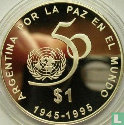 Argentinië 1 peso 1995 (PROOF) "50th anniversary of the United Nations" - Afbeelding 1