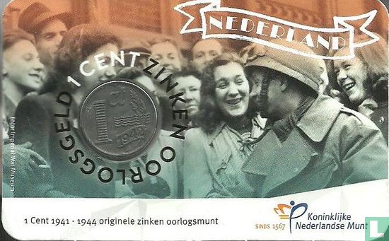 Netherlands 1 cent (coincard) "75 years of freedom in Europe" - Image 1