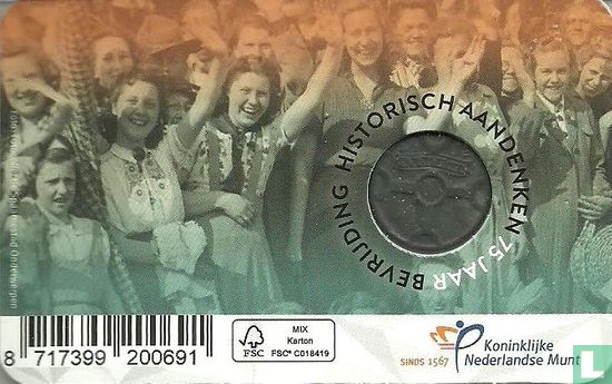 Netherlands 1 cent (coincard) "75 years of freedom in Europe" - Image 2