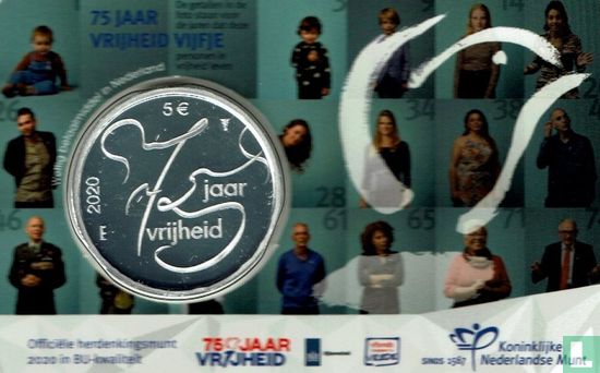 Netherlands 5 euro 2020 (coincard - BU) "75 years of freedom in Europe" - Image 1