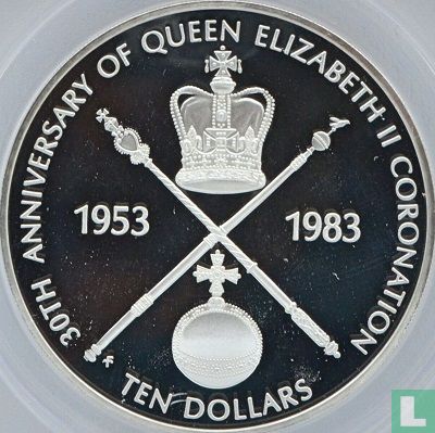 British Virgin Islands 10 dollars 1983 (PROOF) "30th anniversary Coronation of Queen Elizabeth II" - Image 2