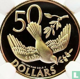 Britse Maagdeneilanden 50 dollars 1980 (PROOF) "Golden dove of Christmas" - Afbeelding 2