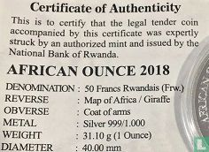 Rwanda 50 francs 2018 (sans marque privy) "Giraffe" - Image 3