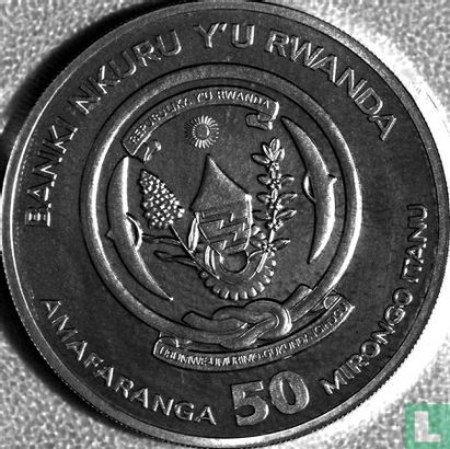 Rwanda 50 francs 2012 (sans marque privy) "Black rhinoceros" - Image 2