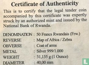 Rwanda 50 francs 2011 (zonder privy merk) "Zebra" - Afbeelding 3