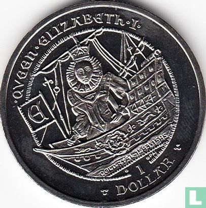 Îles Vierges britanniques 1 dollar 2009 "450th anniversary Coronation of Queen Elizabeth I - Queen on ship" - Image 2