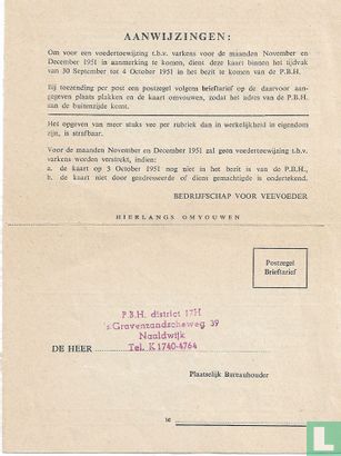 Opgave aantal varkens per 30 sept. 1951 - 's nachts 24 uur - Bild 2