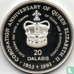 Gambie 20 dalasis 1993 (BE) "40th anniversary Coronation of Queen Elizabeth II" - Image 2